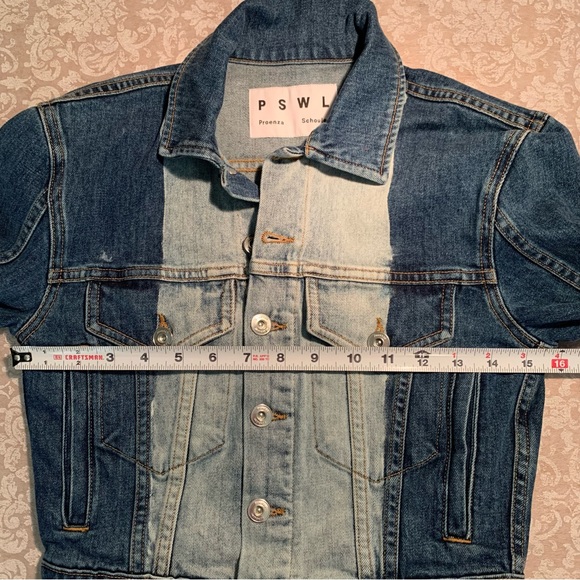 Proenza Schouler White Label ~2- Tone Bleached Cropped Denim Jacket - Picture 13 of 16